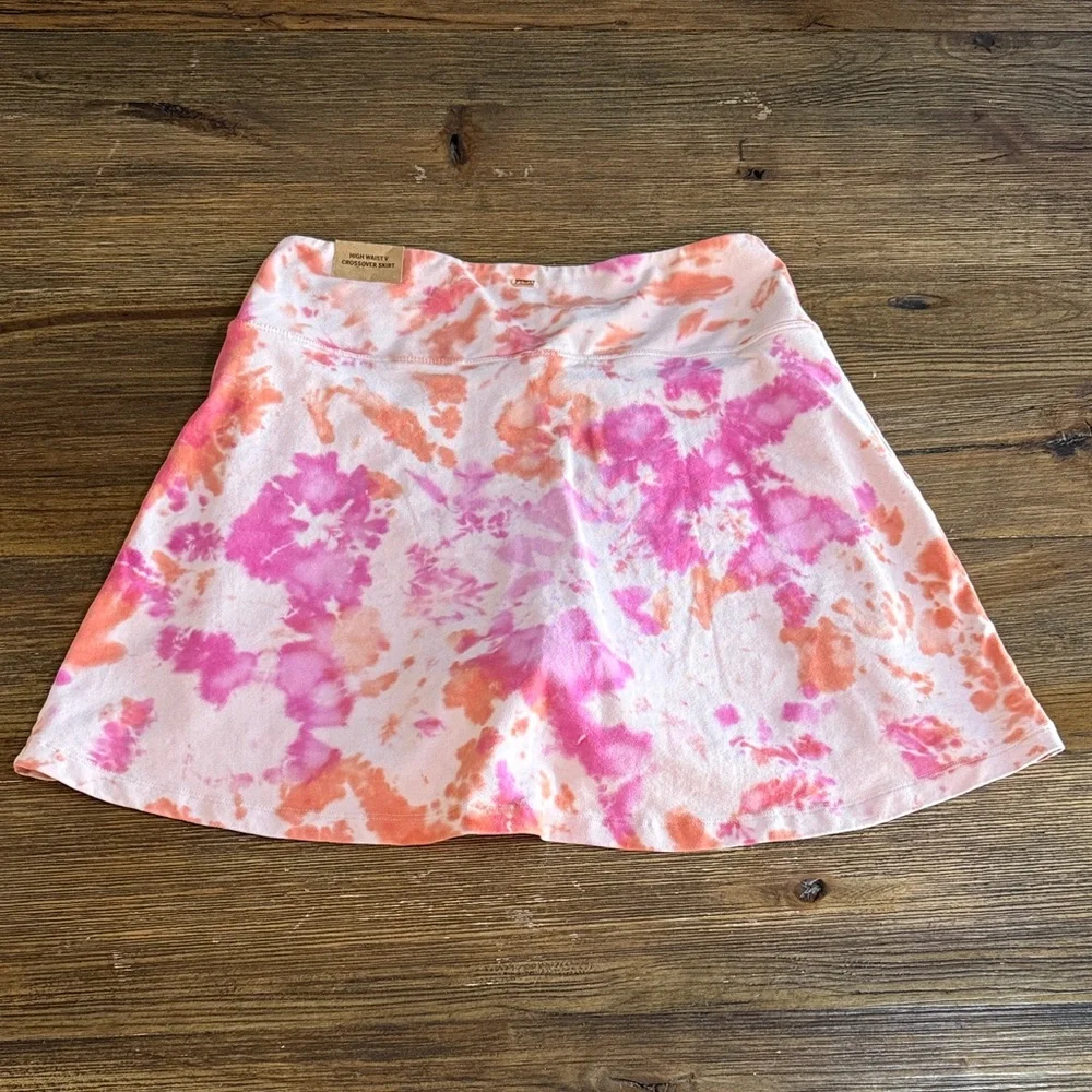 PINK Victoria's Secret Pink and Orange Tie-Dye Skort. High waist V crossover - Picture 5 of 11